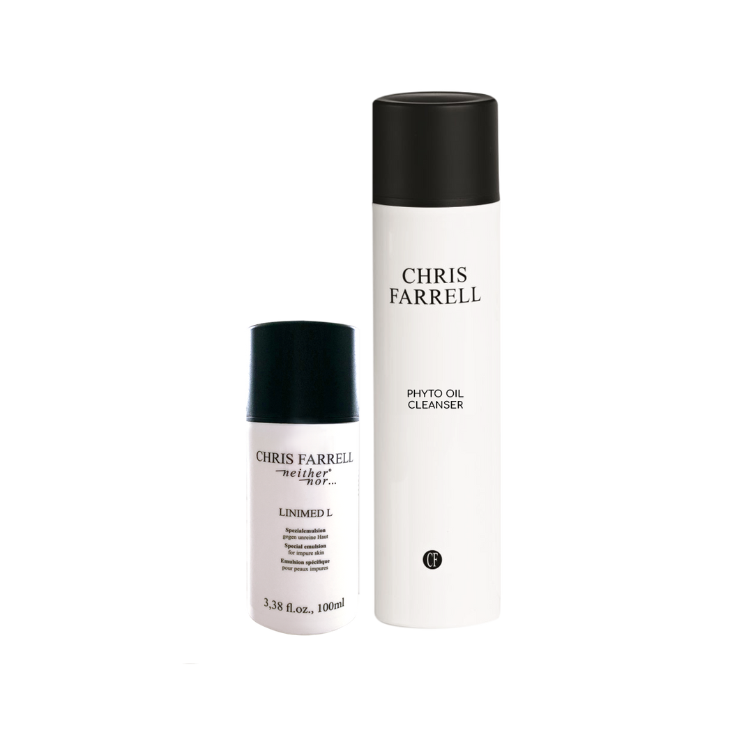 Set Jugendakne, beinhaltet den Phyto Oil Cleanser und Linimed L sowie optional erhältliche Zusatzprodukte für eine intensivere Pflege.