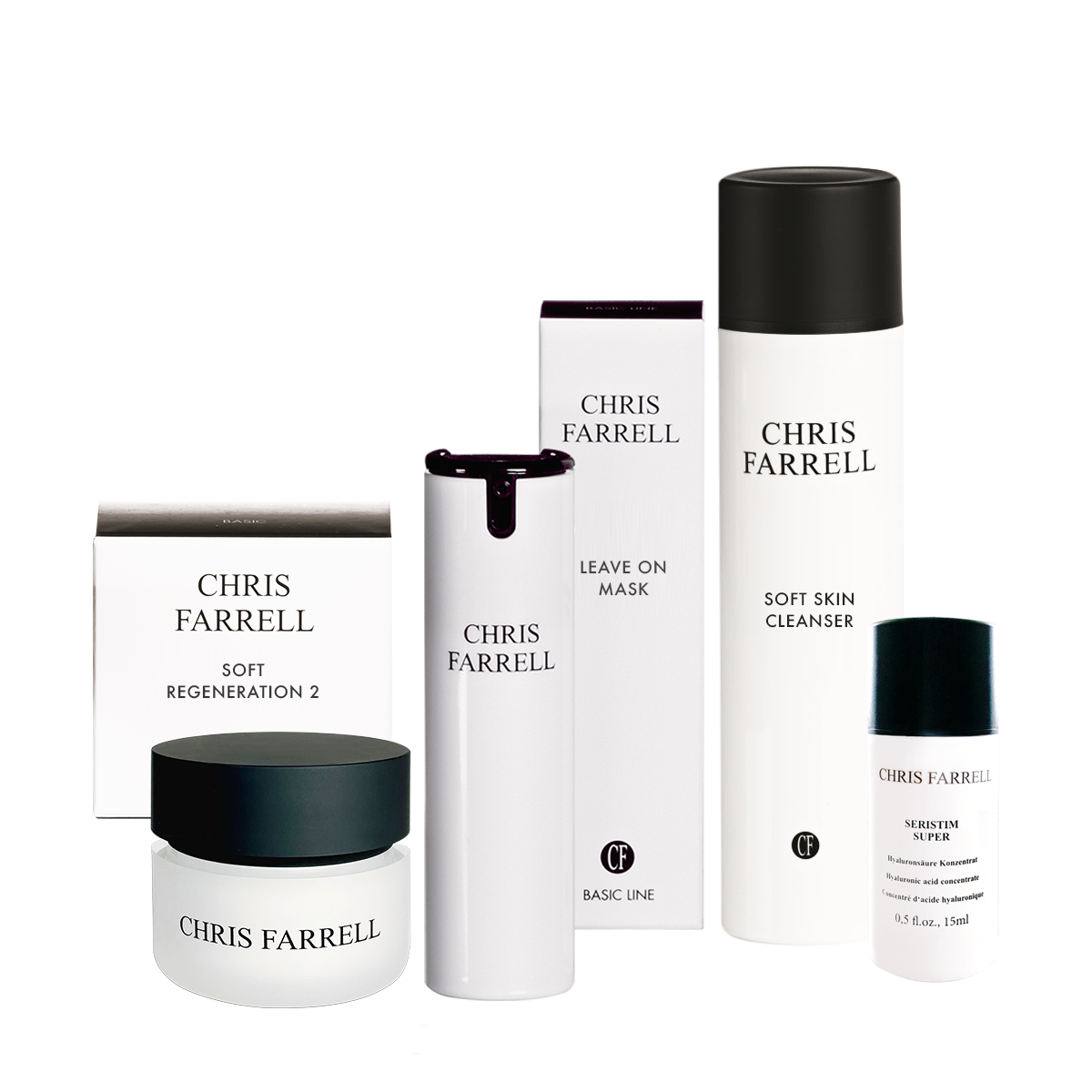 Set Anti-Age, 4tlg., Hautpflegeset zur Behandlung von Falten, bestehend aus Soft Skin Cleanser, Seristim Super, Soft Regeneration 2 und Leave On Mask. 